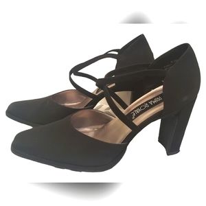 Prima Royale black strap block heel,  size  8